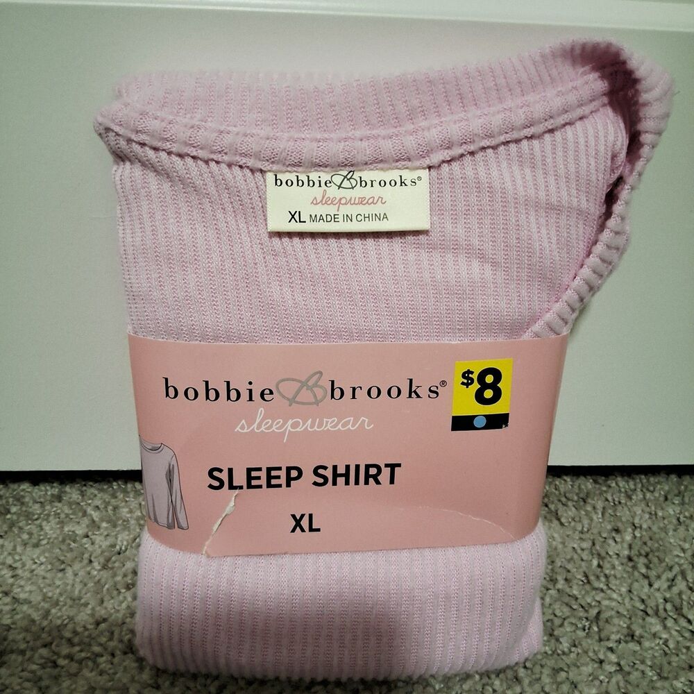 Bobbie Brooks Women's Soft Sleepwear Pink Ribbed Sleep Shirt Size XL New w/ Tag